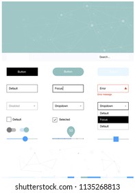 Light Blue, Green vector design ui kit with mosaic, circles. Ui Ux kit with colorful polygonal background in its header. This sample is for your landing page.