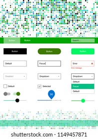 Light Blue, Green vector design ui kit with dots. Beautiful ui ux kit with colorful dots in its header. Beautiful layout for websites, landing pages.
