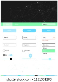 Light Blue, Green vector design ui kit with mosaic, circles. Style guide with triangles, circles on abstract background. Modern template for your landing page.