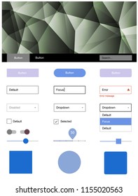 Light Blue, Green vector design ui kit with mosaic. Web ui kit with abstract gradient triangles in its header. Modern template for your landing page.