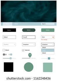 Light Blue, Green vector design ui kit with universe stars. Web ui kit with abstract gradient clouds in its header. This template you can use for websites.