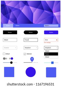Light Blue, Green vector design ui kit with mosaic. Web ui kit with abstract gradient triangles in its header. Beautiful layout for websites, landing pages.