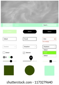Light Blue, Green vector design ui kit with universe stars. Web ui kit with abstract gradient clouds in its header. This sample is for your landing page.