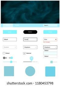 Light Blue, Green vector design ui kit with universe stars. Decorative ui kit design in abstract style with colorful sky. Beautiful layout for websites, landing pages.