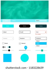 Light Blue, Green vector design ui kit with universe stars. Colorful Style guide with stars on abstract background. Modern template for your landing page.