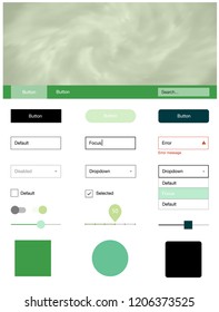 Light Blue, Green vector design ui kit with universe stars. Simple Material Design Kit with colorful clouds in header. Modern template for your landing page.
