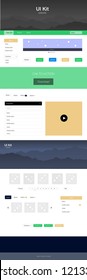 Light Blue, Green vector design ui kit with landscape. Web ui kit with abstract gradient hills in its header. Beautiful layout for websites, landing pages.