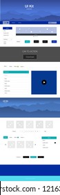 Light Blue, Green vector design ui kit with landscape. Colorful Style guide with mountains on abstract background. Simple colorful design for tourist websites.
