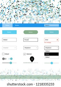 Light Blue, Green vector design ui kit with dots. Modern Style guide with colorful gradient circles in its header. This sample is for your website.