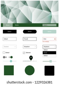 Light Blue, Green vector design ui kit with mosaic. Ui Ux kit with colorful polygonal background in its header. This sample is for your website.
