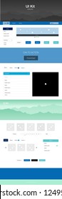 Light Blue, Green vector design ui kit with landscape. Simple Material Design Kit with colorful mountains in header. Sample for your landing page of tourism.