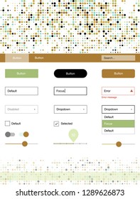Light Blue, Green vector design ui kit with dots. Simple Material Design Kit with colorful dots in header. Modern template for your landing page.