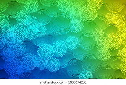 Light Blue, Green vector doodle bright pattern. Brand-new colored illustration in blurry style with flowers. Brand-new design for your business.