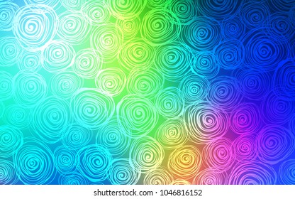Light Blue, Green vector doodle bright pattern. Sketchy doodles with roses on blurred background. The pattern can be used for wallpapers and coloring books.