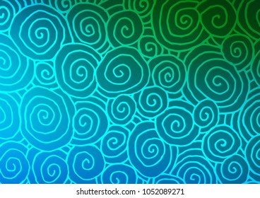 Light Blue, Green vector doodle blurred pattern. Shining colored illustration with doodles in Zen tangle style. A completely new template for your business design.