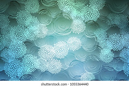 Light Blue, Green vector doodle bright template. Brand-new colored illustration in blurry style with flowers. Hand painted design for web, wrapping, wallpaper.