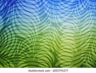 Light Blue, Green vector doodle blurred template. Colorful abstract illustration with lines in Asian style. The textured pattern can be used for website.