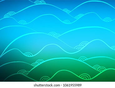 Light Blue, Green vector doodle blurred pattern. Glitter abstract illustration with doodles and Zen tangles. Brand-new style for your business design.