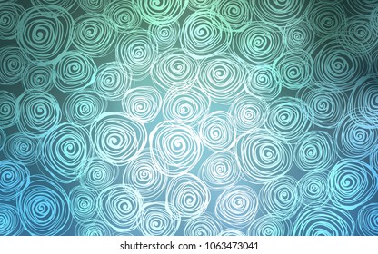 Light Blue, Green vector doodle bright background. Sketchy doodles with roses on blurred background. The best blurred design for your business.