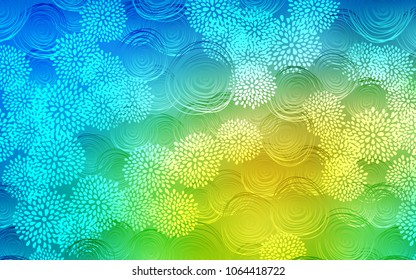 Light Blue, Green vector doodle bright template. Shining colored illustration with flowers in doodle style. The completely new template can be used for your brand book.