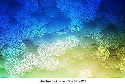 Light Blue, Green vector doodle blurred template. Sketchy doodles with flowers on blurred background. Brand-new style for your business design.