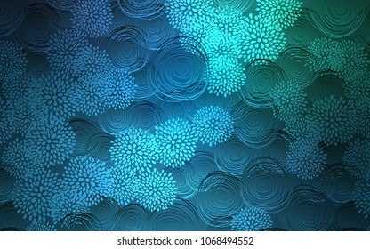 Light Blue, Green vector doodle blurred texture. Colorful illustration in doodle style with flowers. The pattern can be used for heads of websites and designs.