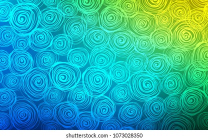 Light Blue, Green vector doodle blurred background. Colorful abstract illustration with roses in doodle style. The elegant pattern can be used as a part of a brand book.