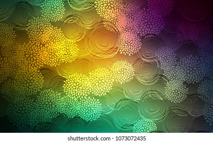 Light Blue, Green vector doodle blurred template. Colorful abstract illustration with flowers in doodle style. The elegant pattern can be used as a part of a brand book.