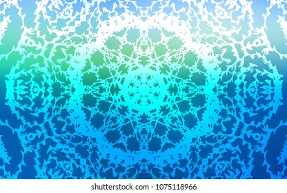 Light Blue, Green vector doodle blurred background. A vague abstract illustration with doodles drawn by child in Indian style. Brand-new style for your business design.
