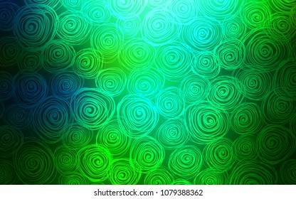 Light Blue, Green vector doodle blurred background. An elegant bright illustration with roses in Natural style. The pattern can be used for wallpapers and coloring books.
