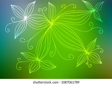 Light Blue, Green vector doodle blurred pattern. Blurred decorative design in Indian style with lines. A completely new design for your business.