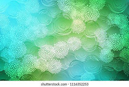 Light Blue, Green vector doodle blurred template. Brand-new colored illustration in blurry style with flowers. Hand painted design for web, wrapping, wallpaper.