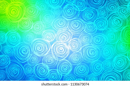 Light Blue, Green vector doodle bright template. A completely new color illustration in doodle style with roses. A new texture for your design.