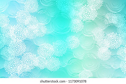 Light Blue, Green vector doodle bright template. Doodle illustration of flowers in Origami style with gradient. The pattern can be used for heads of websites and designs.