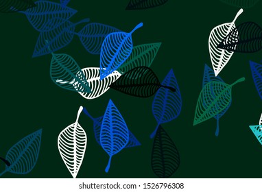 Light Blue, Green vector doodle texture. Colorful abstract illustration with leaves in doodle style. New template for your business design.