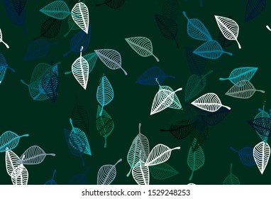 Light Blue, Green vector doodle background. Glitter abstract illustration with leaves. Pattern for wallpapers and coloring books.