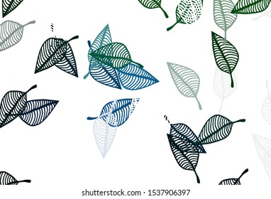 Light Blue, Green vector doodle template. Glitter abstract illustration with leaves. Pattern for heads of websites and designs.