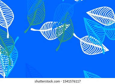 Light Blue, Green vector doodle texture. Brand new colorful illustration in modern style with leaves. Brand new design for your business.