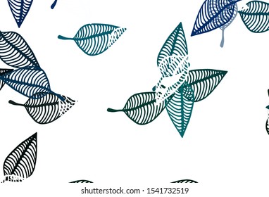 Light Blue, Green vector doodle texture. An elegant bright illustration with leaves in Natural style. New template for your business design.