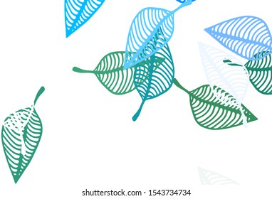Light Blue, Green vector doodle texture. Brand new colorful illustration in modern style with leaves. Brand new design for your business.