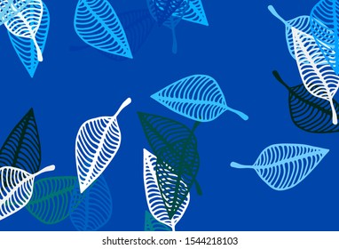 Light Blue, Green vector doodle pattern. Smart decorative design in natural style with leaves. Pattern for wallpapers and coloring books.