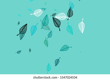 Light Blue, Green vector doodle cover. Sketchy doodles with colorful gradient leaves. New template for your business design.