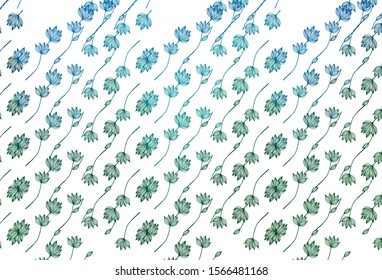 Light Blue, Green vector doodle pattern. Abstract leaves with gradient on simple background. Hand painted design for web, leaflet, textile.