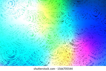 Light Blue, Green vector doodle bright pattern. Sketchy doodles with roses on blurred background. The pattern can be used for wallpapers and coloring books.