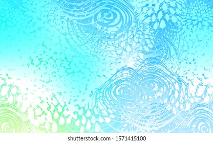 Light Blue, Green vector doodle blurred background. Modern geometrical abstract illustration with flowers. Brand-new design for your business.