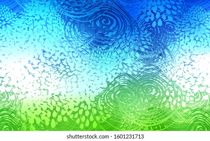 Light Blue, Green vector doodle blurred texture. Shining colored illustration with flowers in doodle style. Hand painted design for web, leaflet, textile.