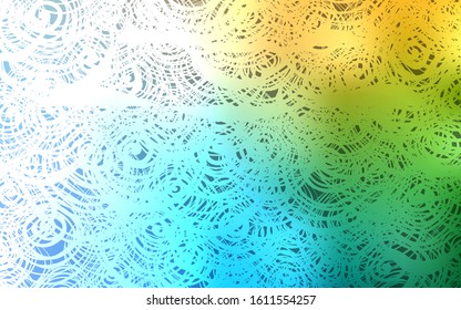 Light Blue, Green vector doodle bright pattern. Roses on blurred abstract background with gradient. The best blurred design for your business.