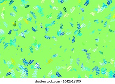 Light Blue, Green vector doodle pattern with leaves. Doodle illustration of leaves in Origami style with gradient. A new texture for your wallpaper design.