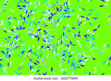 Light Blue, Green vector doodle pattern with leaves. Doodle illustration of leaves in Origami style with gradient. Doodle design for your web site.