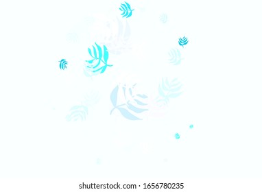 Light Blue, Green vector doodle backdrop with leaves. New colorful illustration in doodle style with leaves. Hand painted design for web, leaflets.